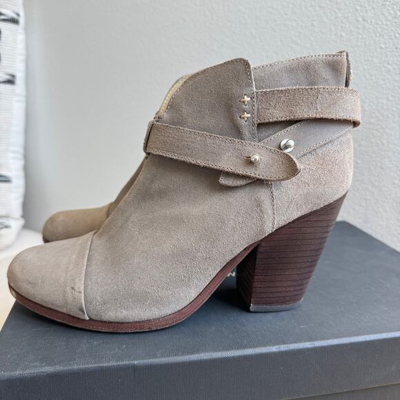 Rag & Bone Harrow Nubuck Suede Ankle Boots Block Heel Stonewall EU 38.5/ 8.5 US - Picture 5 of 12
